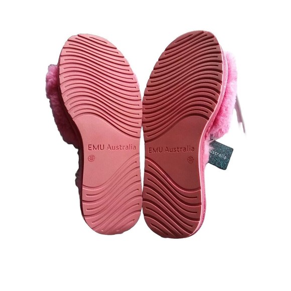 EMU AUSTRALIA Naledi Bow Sheepskin Slide Slippers Mineral Red Size 9 Shoes   NWT - Picture 10 of 15